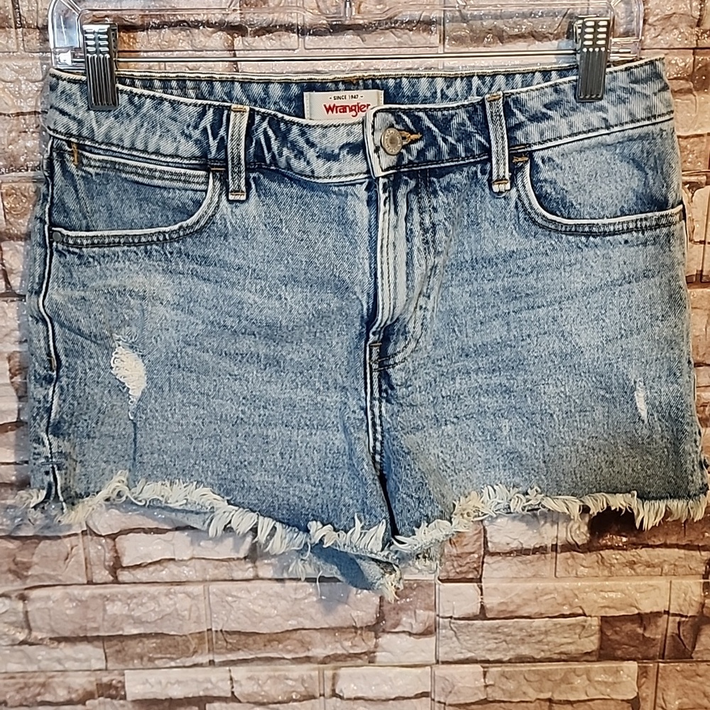 Wrangler Vintage High Rise Blue Denim Shorts